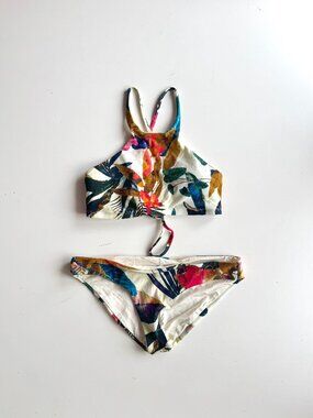 VITAMIN A Cozumel High Neck Top Tara Bikini Bottoms Tropical Swim Set, Size S